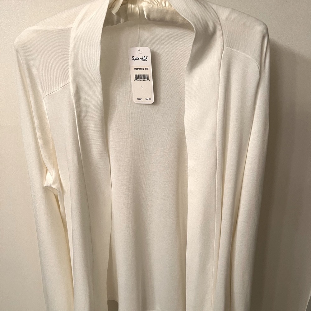 Splendid White Open Front Cardigan